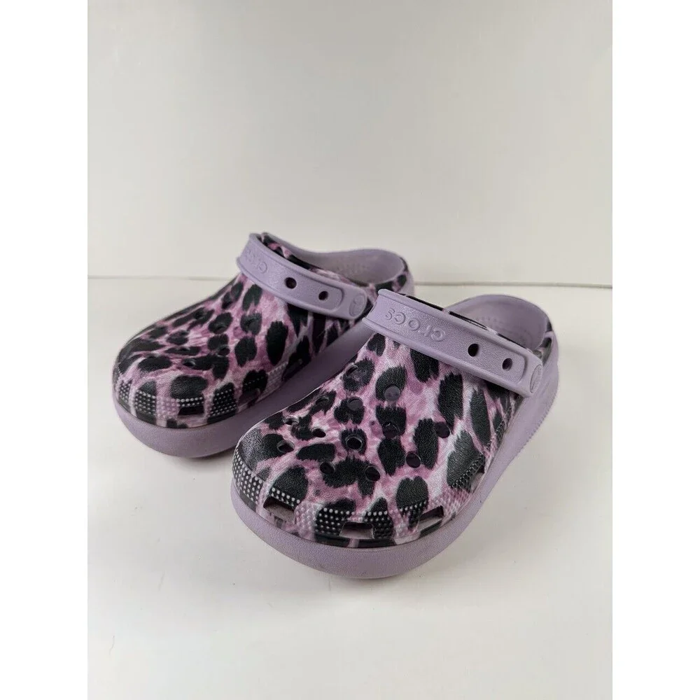 Crocs Kids Sandals Purple Classic Animal Cutie Clog Water Outdoor Casual Size 1